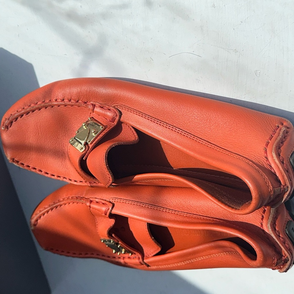 Louis Vuitton Orange Leather Loafers - Size 7 - Picture 8 of 16